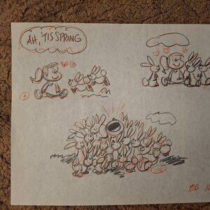 SIGNED Original The Flintstones Daily Comic Strip Preliminary Drawing...Pebbles